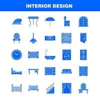 Interior Design Solid Glyph Icons Set For Infographics Mobile UXUI Kit And Print Design Include Switch Plug Electronics Electric Table Furniture Home Tables Eps 10 Vector