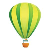 Green lime air balloon icon, cartoon style vector