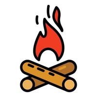 Campfire icon, outline style vector