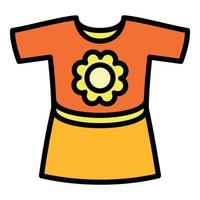 icono de vestido de niña, estilo de contorno vector