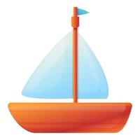 icono de barco de juguete de baño, estilo de dibujos animados vector