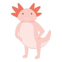 Axolotl smiling icon, cartoon style vector