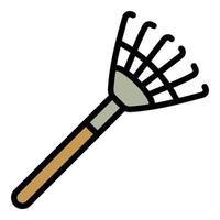 Leaf rake icon, outline style vector