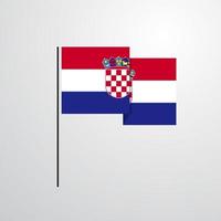 vector de diseño de bandera ondeante de croacia