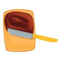 icono de cuchillo de pasta de chocolate, estilo de dibujos animados