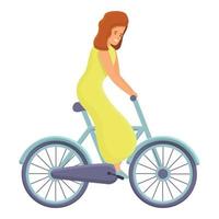 Mother ride bike icon, cartoon style vector