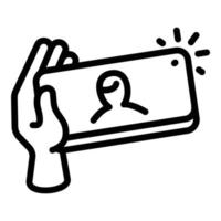 Selfie flash icon, outline style vector