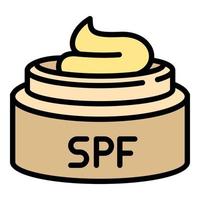 Spf cream jar icon, outline style vector