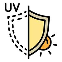 Sunscreen shield icon, outline style vector