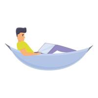 Outsource on hammock icon, cartoon style vector