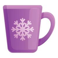 Taza con icono de copo de nieve, estilo de dibujos animados vector