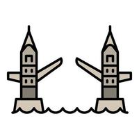 Tower bridge icon, outline style vector