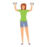 Home training fitness girl icon, cartoon style vector