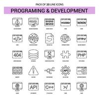 Programming and Developement Line Icon Set 25 Dashed Outline Style vector