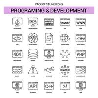 Programming and Developement Line Icon Set 25 Dashed Outline Style vector