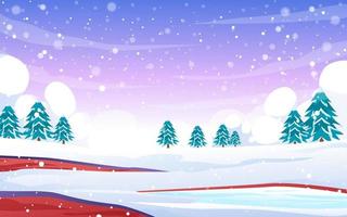 Flat winter outdoor scenery landscape vector