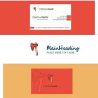 Beautiful Axe Logo and business card vertical Design Vector