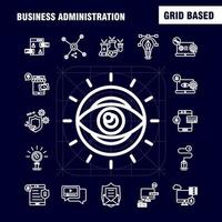 Business Administration Line Icons Set For Infographics Mobile UXUI Kit And Print Design Include Eye Eye Ball Focus Target Chemical Bonding Chemical Eps 10 Vector