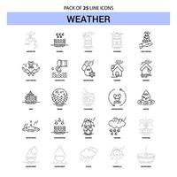 Weather Line Icon Set 25 Dashed Outline Style