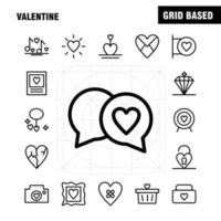 paquete de iconos de línea de san valentín para diseñadores y desarrolladores iconos de carrito de cesta imagen de cámara de san valentín romántico vector de san valentín
