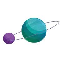 planeta con icono de satélite, estilo de dibujos animados vector