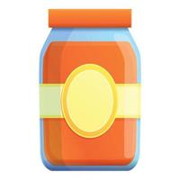 Sauce glass jar icon, cartoon style vector
