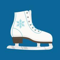 Winter figure skates on a blue background. vector illustration