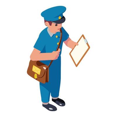 Postman delivery icon, isometric style