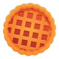 Top view red apple pie icon, cartoon style vector