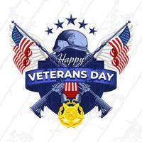 Happy Veterans Day Badge with AR and Medal Illustration vector