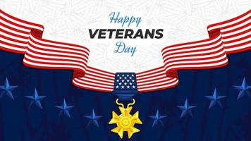 Happy Veterans Day with Gold Medal Background vector