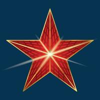 Red star with a pattern and a glare on a blue background vector