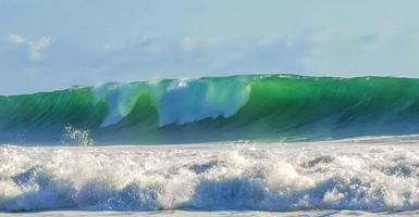 Extremely huge big surfer waves at beach Puerto Escondido Mexico. photo