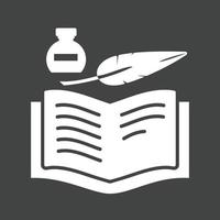 Quill and Book Glyph Inverted Icon vector