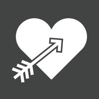 Heart with arrow Glyph Inverted Icon vector
