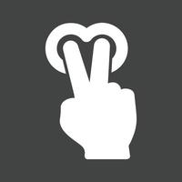 Two Fingers Tap and Hold Glyph Inverted Icon vector