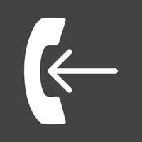 Incoming Call Glyph Inverted Icon vector