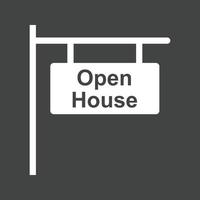 Open House Sign Glyph Inverted Icon vector