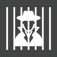 Criminal behind bars Glyph Inverted Icon vector