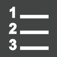 Numbered List Glyph Inverted Icon vector