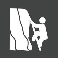 icono de glifo invertido de escalada de montaña vector