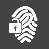 Fingerprint Lock Glyph Inverted Icon vector