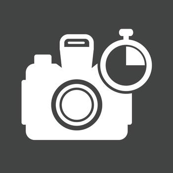 Timer on Camera Glyph Inverted Icon vector