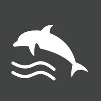 Dolphin Glyph Inverted Icon vector