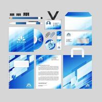 Gradient Dark Blue Wave Shape Business KIt vector