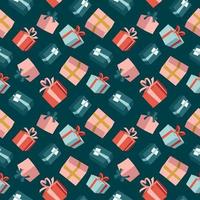 Gift boxes with ribbons. Seamless pattern for decoration. Vector image.