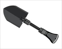 Vector Illustration of Gardening Shovel with Steel Reinforced Fiberglass Handle, Cushioned D Grip and Sharp Hardened Steel Blade isolated