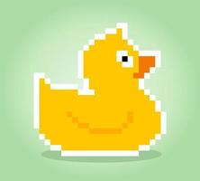 8 bit rubber duck pixels. animal vector illustration