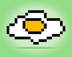 8-bit pixel egg yolk image. Food in illustration of vector art of pixels. Eggs for game assets