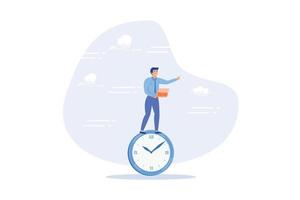 Time management, manage to finish project within deadline, productivity or efficiency to finish work, speed and urgency concept, flat vector modern illustration